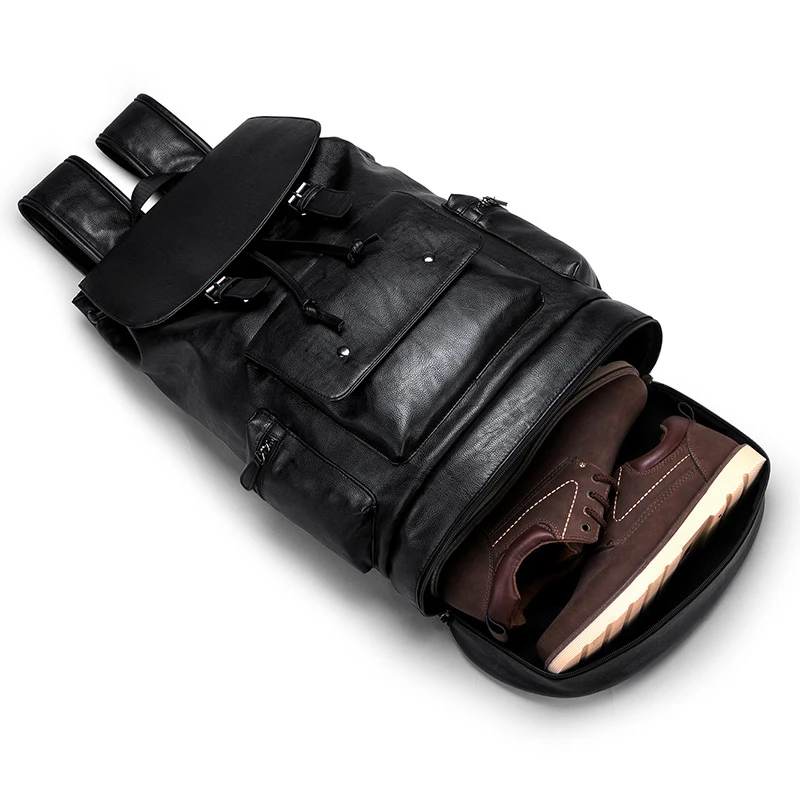 New Preppy Style Men Backpack High capacity Backpack Fashion PU Leather Casual Travel SchoolBag PU leather Back Bag 5