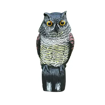 

Yard Garden Decor Fake Owl Ornaments 360 Rotate Head Owl Decoy Bird Statue Scarer Idyllic Pest Rat Control Protection Repellent