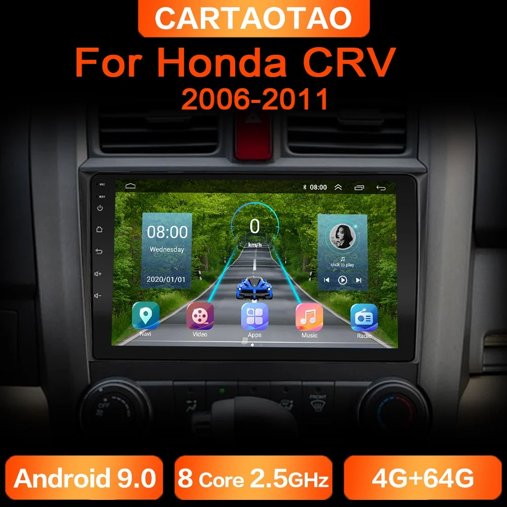 Автомагнитола 2DIN 4 + 64 ГБ Android 9 0 GPS навигация Wi Fi RDS DSP мультимедийный плеер для Honda CRV