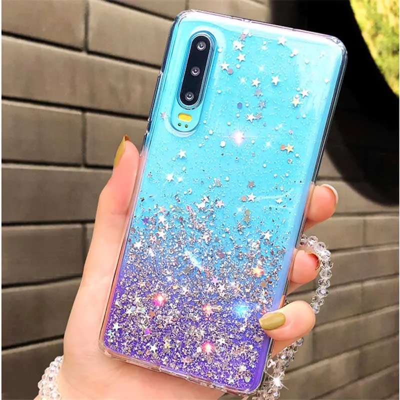 

Case For Samsung A10 A20 A30 A40 A50 A60 A70 M10 M20 Glitter Blingbling Stars phone case soft Rubber Transparent back cover