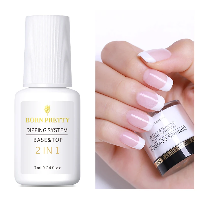 

BORN PRETTY Gradient French Dip Nail Powder 2 in 1 Base Gel Top Gel System Natural Dry Without Lamp Cure Nail Decorations