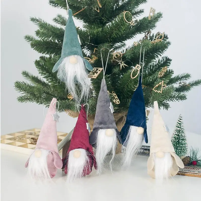 6pcsChristmas ручной работы шведский гном Санта плюшевые куклы висячие орнамент с рождественской елкой X3UC