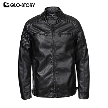 

GLO-STORY Men's 2020 Classic Faux Leather Thick Leather Jackets Fashion Motor Biker Winter For Men MPY-7830