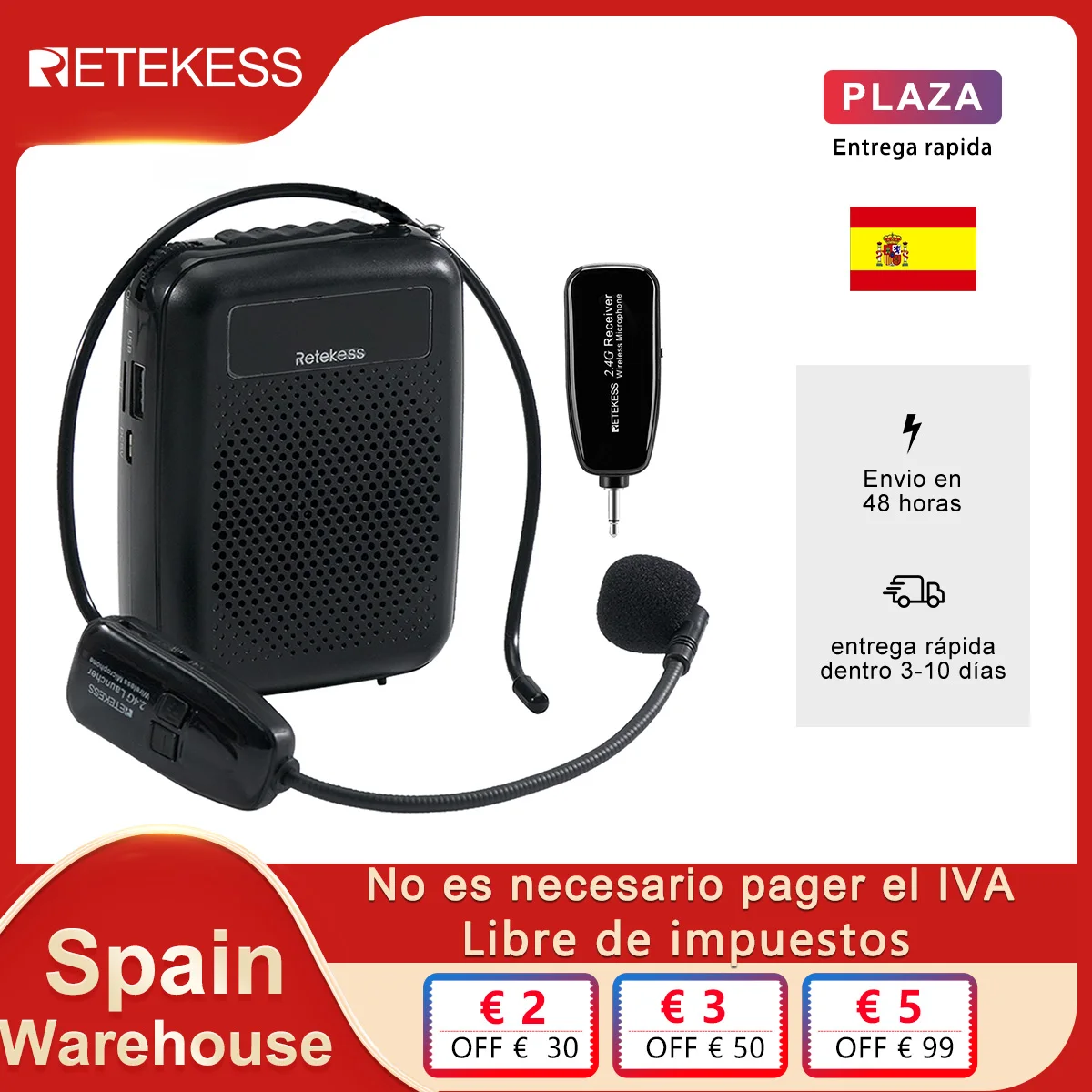 RETEKESS PR16R мегафон Портативный 12 Вт fm-усилитель для записи голоса микрофон учителя