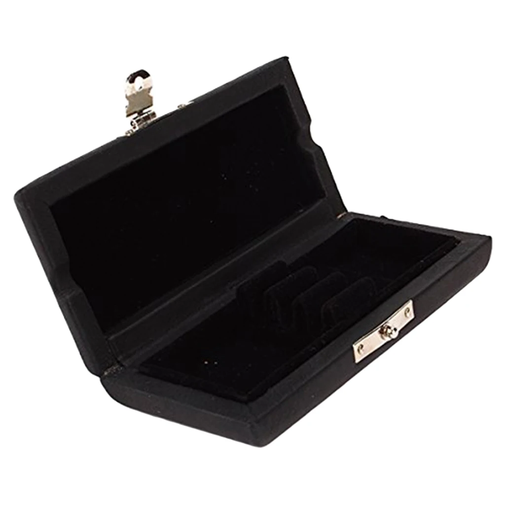 3x Oboe Reeds Case Box Holder PU Leather & Wooden for Wood Wind Parts Black