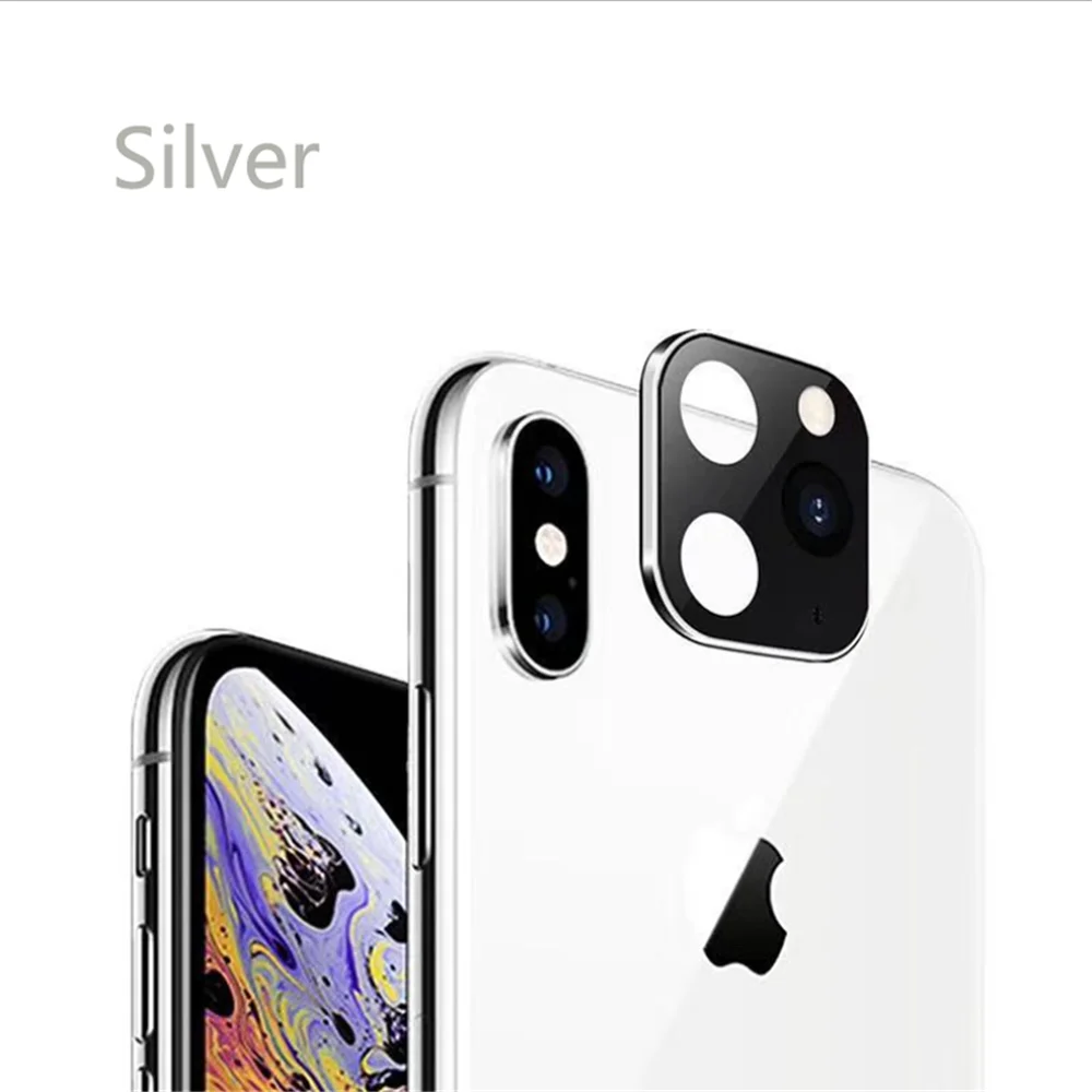 Подходит для iPhone Apple X XS MAX Seconds 11Pro для iPhone 11 PRO MAX наклейка на рассеиватель Модифицированная крышка камеры титановый сплав - Цвет: Серебристый