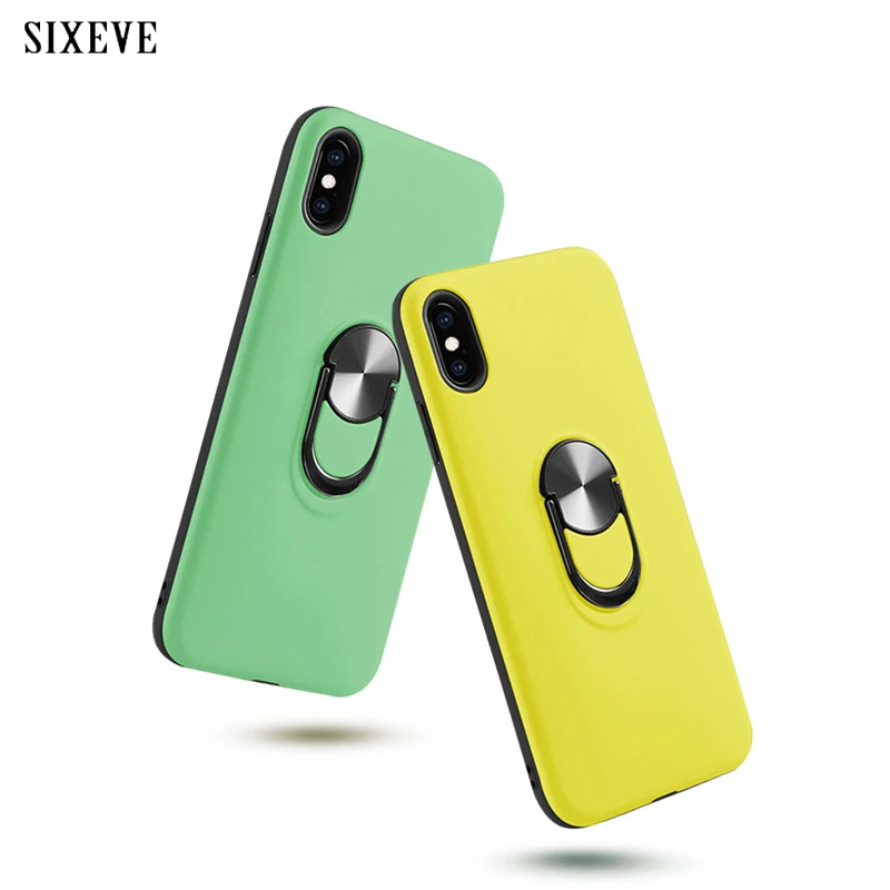 Чехол с кольцом для iPhone 6 S 7 8 Plus X XR XS MAX 11 Pro Max металлический автомобильный