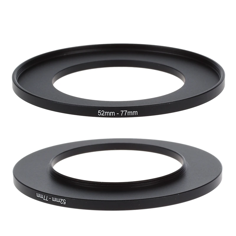 2 Pcs Camera Lens Step Up Filter Black Adapter Ring Metal For 72Mm-77Mm & 52Mm-77Mm | Электроника