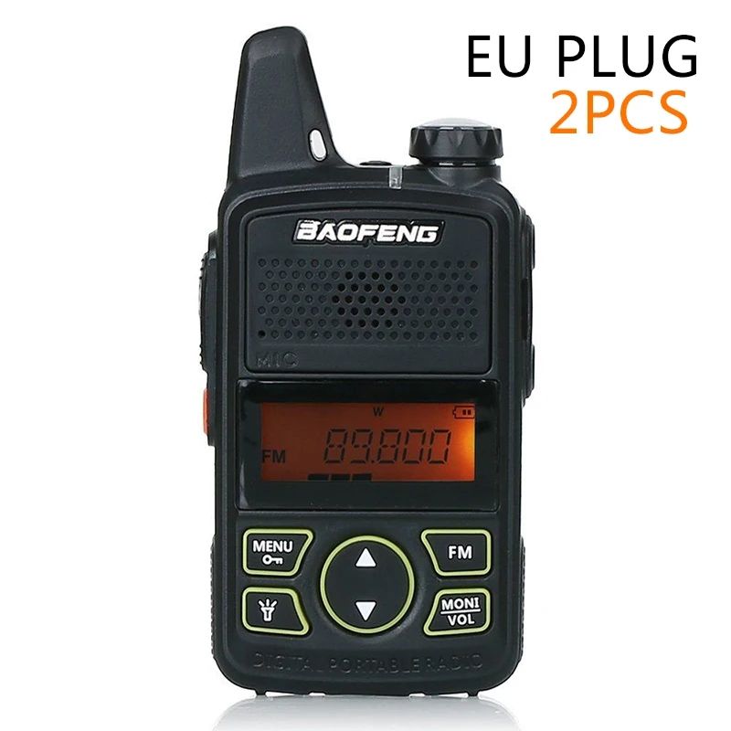 2 × 2-Way радио BF-T1 Walkie Talkie Mini Long Range FM UHF 400-470MHz US EU штекер приемный ток: ≤380m A