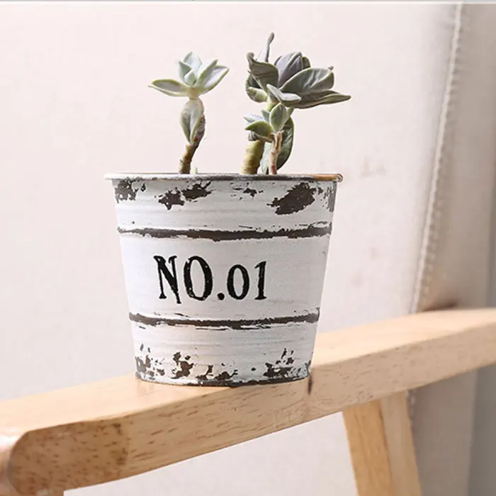 Hot Retro Iron Succulent Plant Pots Waterproof Anti-rust Simple Flower Pot for Garden XJS789