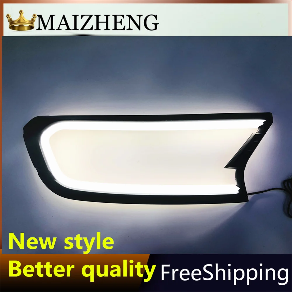  DRL daylight  Black HeadLight LED Cover Trim ABS Lamp Hood For FORD RANGER T6 Everest Raptor 2015 2 - 4000117721305