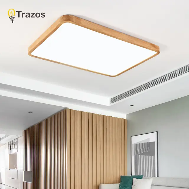 Online Shop Nordic Simple Modern Oak Wood Ceiling Lamp Ultra Thin