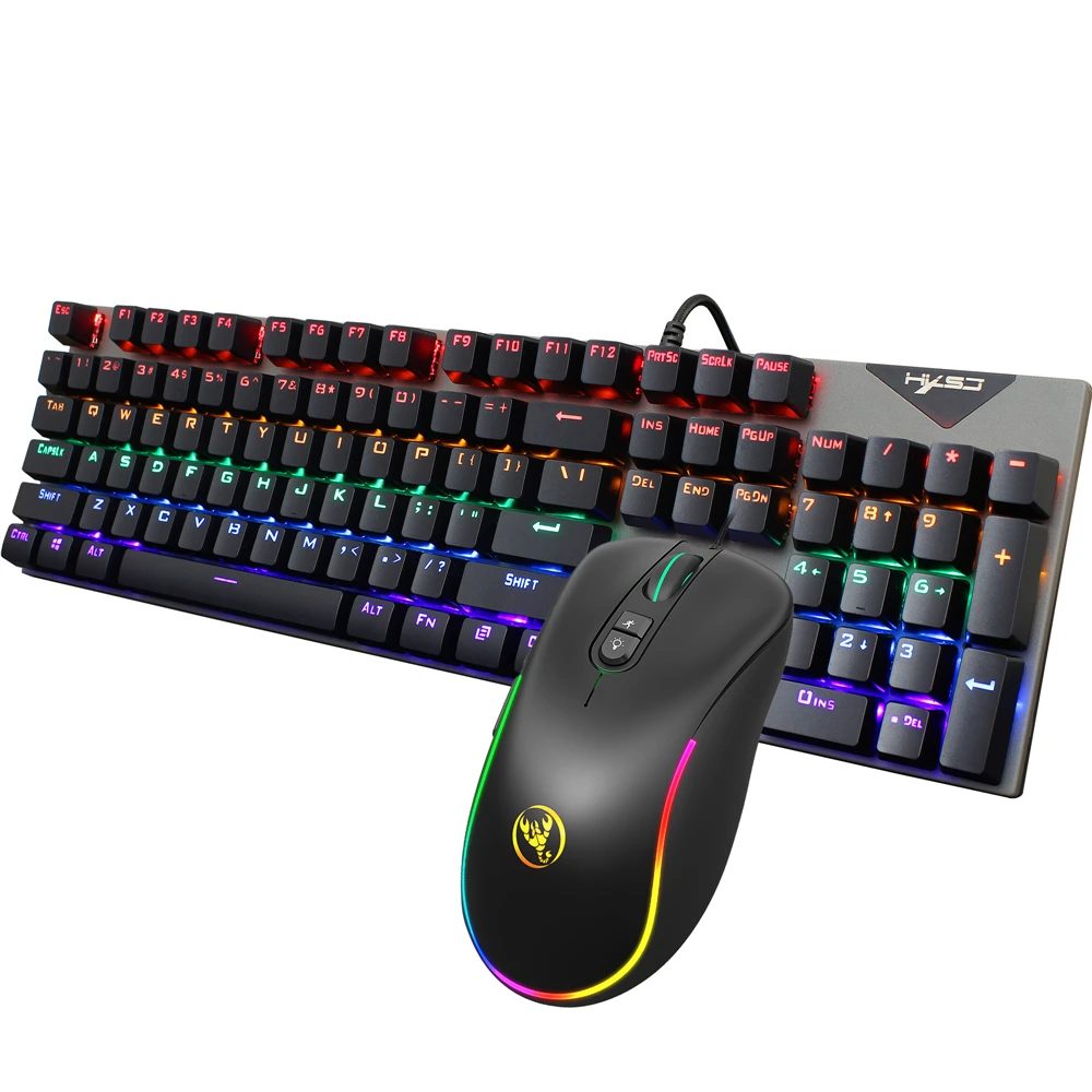 L300 기계식 키보드 + J300 유선 마우스 세트 게임용 키보드 RGB 믹스 백..