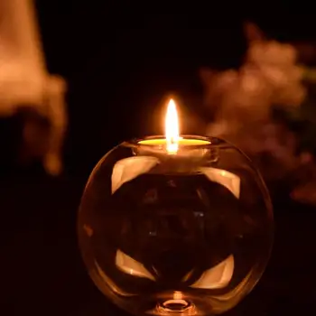

Round Glass Candle Light Holder Lamp Stand Wedding Candlestick Dining Room Home