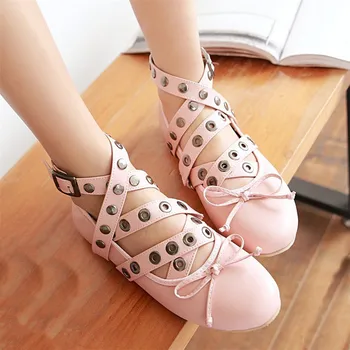 

Women Flat Shoes Elegant Designer Shoes Women Luxury 2020 Ankle Strap Ballet Flats Women Bow Ballerina Flats Shoes Plus Size 44