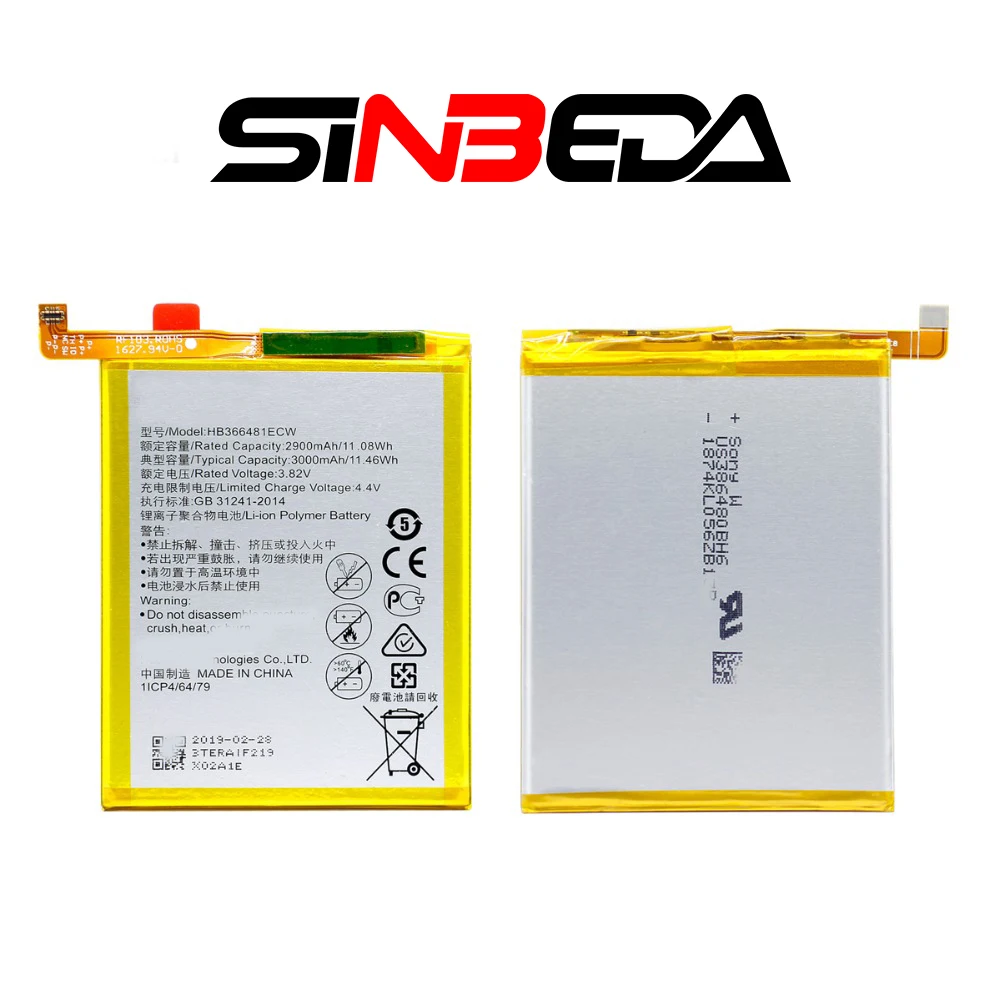Sinbeda запасная батарея для телефона Huawei Honor 8 lite 9i 9 Lite Nova 3E GT81ECW 3300mAh HB366481ECW |