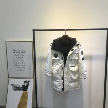 

New Winter Jacket 2020 Woman Hooded Korean Oversize White Duck Down Coat Women Overcoat Parka Couple KJ4454