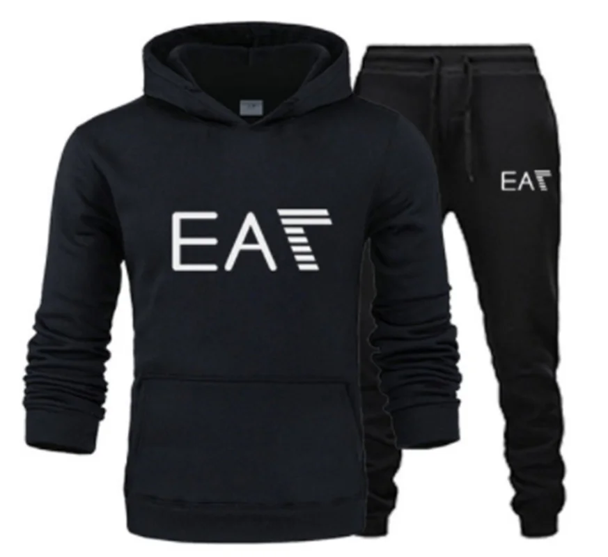 

New 2020 printed sportswear men's warm sportswear suit cotton hoodie + pants sports suit casual sweatshirt sports suit