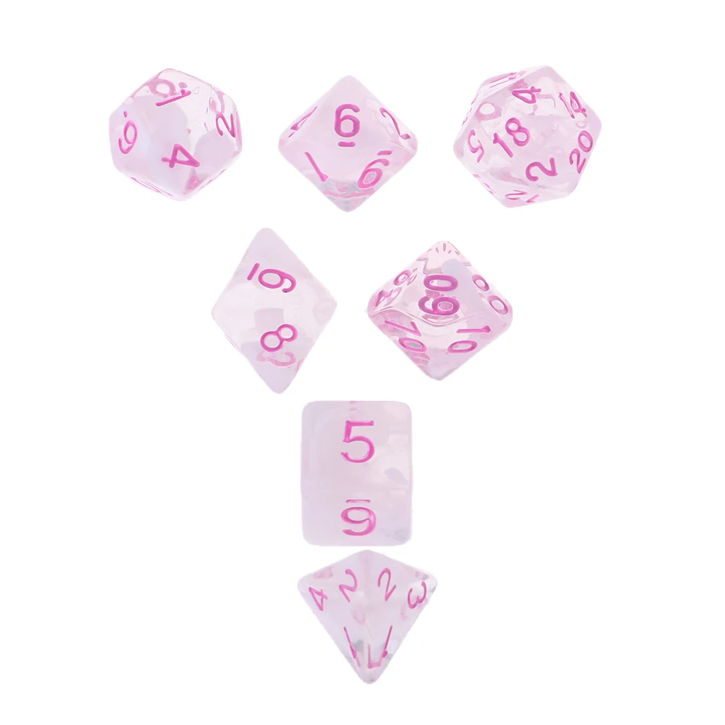 7Pcs Multi-Sided Dice for Dragons and Dungeon Board Game Play Gaming Cube