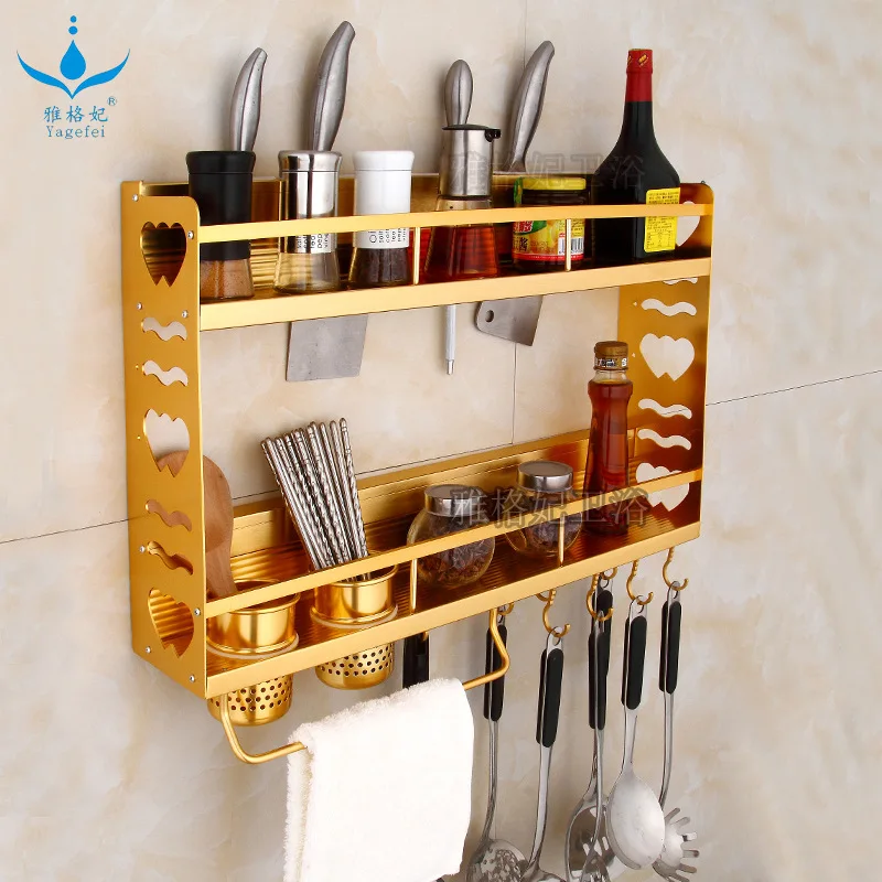 

Alumimum Parvenu Gold Light Double Layer Multi-functional Kitchen Knife Rest Storage Shelf 50 Double Cup 60 Knife Rest Double La