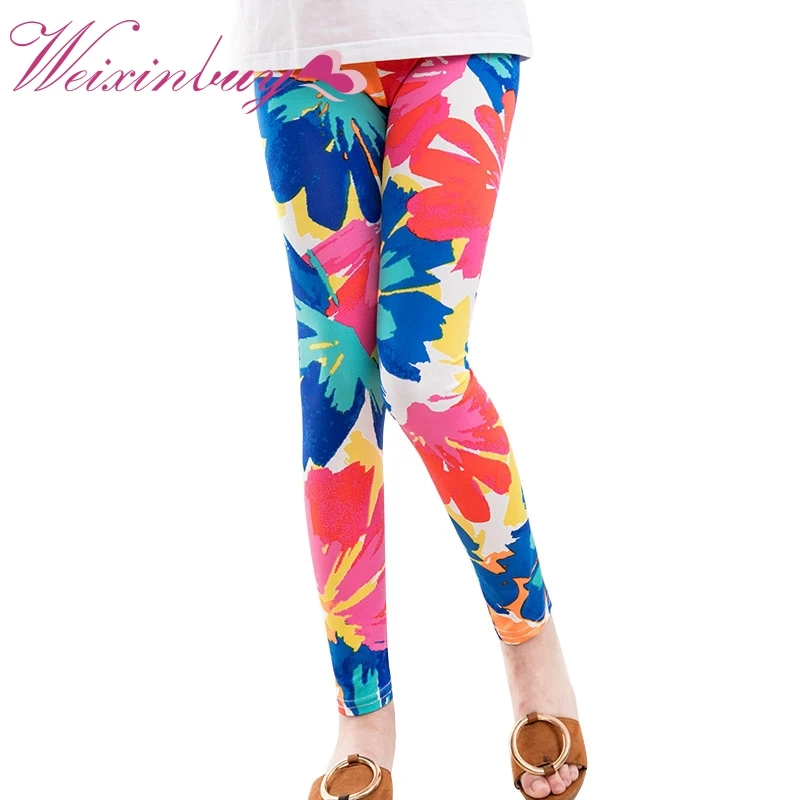 Children Kids Girls Leggings Pants Flower Floral Printed Elastic Long Trousers 2-14Years Old Kids Girl Leggings