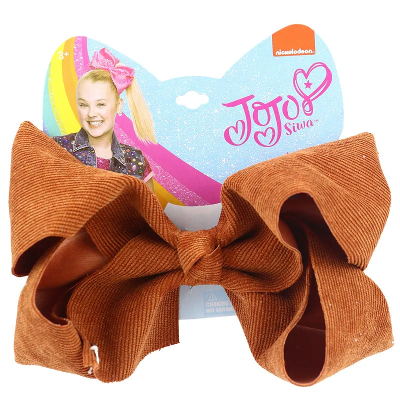 Новые 8 дюймов Jojo банты/Jojo Siwa большие банты для волос для девочек заколки для волос ручной работы Твердые бархатные заколки для волос вечерние Детские аксессуары для волос - Цвет: 1
