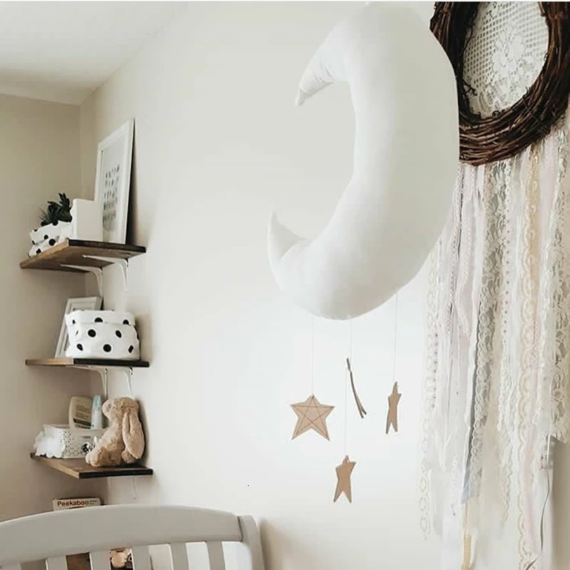 Koodykids Детская комната украшения Nordic плюшевые Луна Настенный декор для детей Детская комната для детской комнаты Луна со звездой Подвесной Настенный декор
