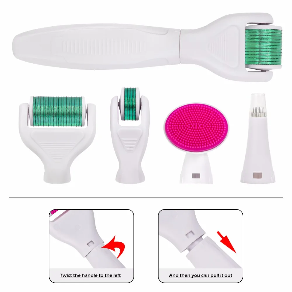 6 в 1 микроиглы дермальный валик в комплекте титановый дермароллер микро-иглы Уход за кожей лица ролик для ухода за кожей и тела