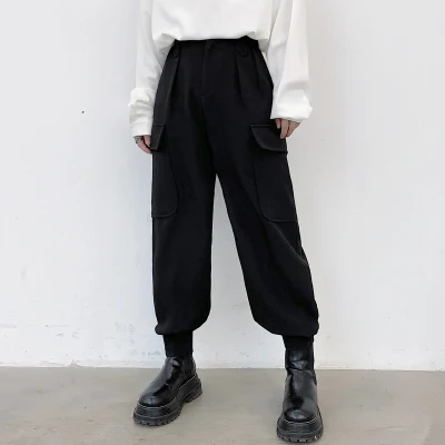 

Plus size spring big pocket personalized cargo suit, cargo pants, hip men's loose-legged pants, low-slung Harem pants