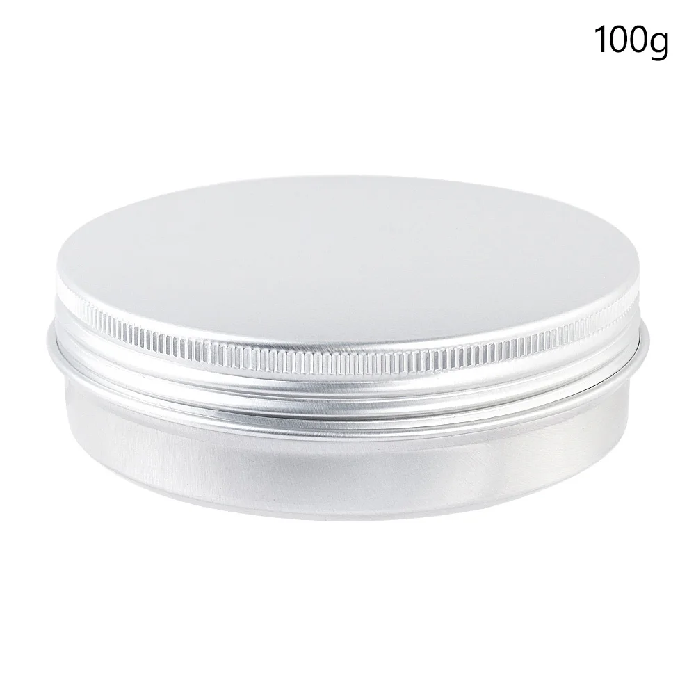 Silver 100ml 5 мл-100 мл Алюминиевая баночка с кремом жестяная пустая Косметическая жестяная баночка контейнер завинчивающийся топовый бальзам для губ образец косметики баночка - Цвет: Silver 100ml