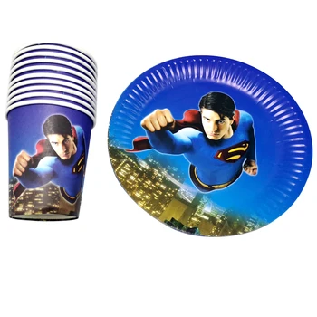 

Kids Boy Favors Plates Baby Shower Decoration Superman Theme Disposable Tableware Set Happy Birthday Events Party Cups 60pc/pack