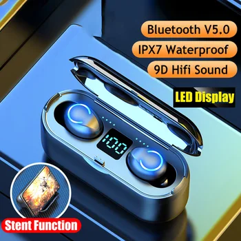 

Wireless Headphones 2200mAh Charging Box TWS Bluetooth 5.0 Earphones With Microphone 9D HiFi Noise Cancelling Waterproof Headset