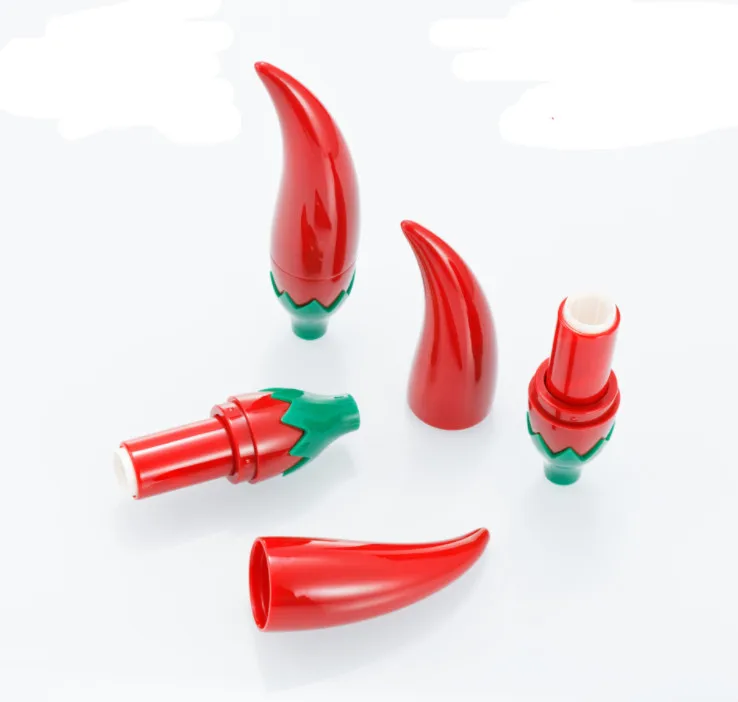 100pcs 12.1mm Empty Red Lipstick Tube Cute Red Chili Shape Plastic Lip Refillable Container Tube Beauty Cosmetic Lip Balm Bottle