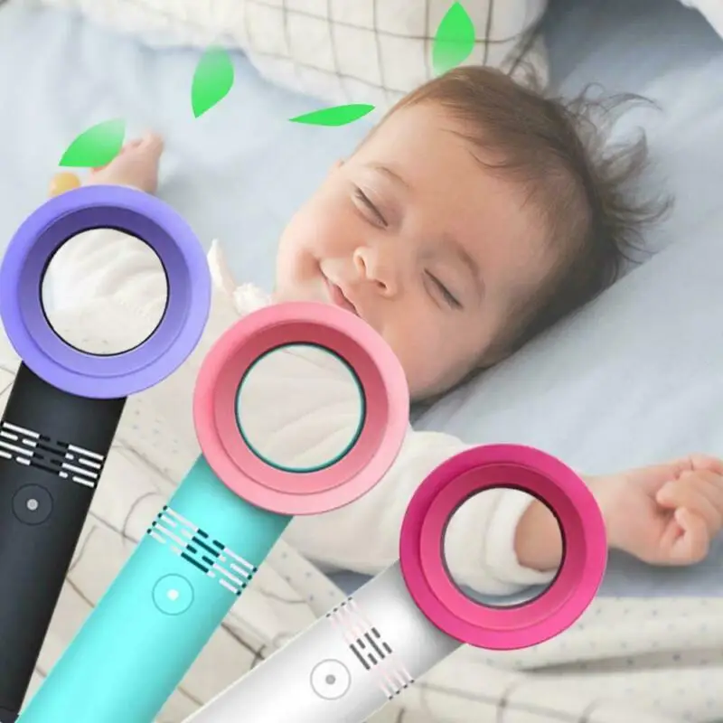 

2020 Portable USB fan Rechargeable Bladeless Hand Held Fan with three-speed adjustable Wind power For Desktop Laptop Mini Fan
