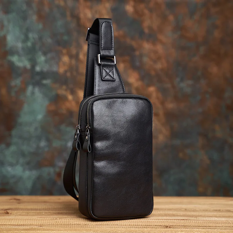 NASVA Echtem Leder Retro Schulter Brust Tasche Casual Trend Rucksack männer Leder Messenger Tasche Jugend Einfache Trendy Tasche – Detail 5