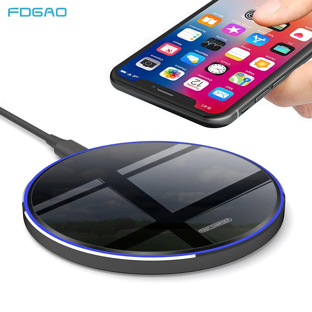 Беспроводное зарядное устройство FDGAO 15 Вт 10 зеркальное быстрое для iPhone SE 2X8 XR XS 11 Pro