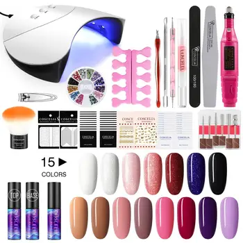 

COSCELIA Nail Set With 36W UV LED Lamp Dryer Power Electric Nail Drill Full Manicure Kit Gel Polish Set For Manicure Art Tools