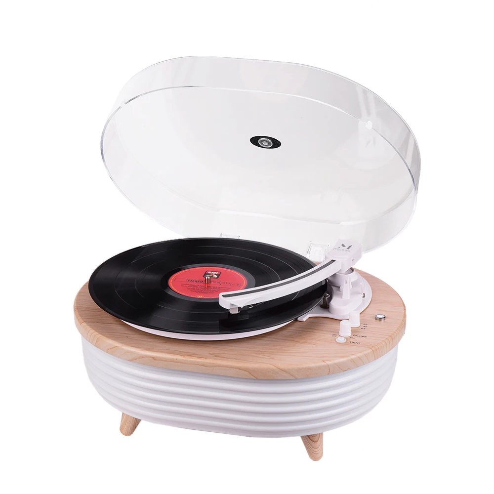 Record Player 2-speed(33/45 RPM) BT Turntable Built-in Stereo Speaker with Volume Control RCA Output for 7/10/12 Inch Vinyl
