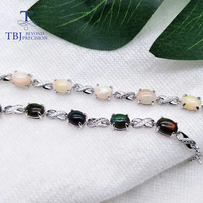 Tbj, натуральный 5ct Эфиопский браслет с черным опалом, браслет из стерлингового серебра 925 пробы, хорошее ювелирное изделие, классический дизайн для женщин, подарок для жены