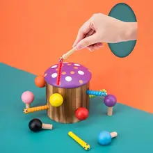 Деревянная Магнитная игра-головоломка в форме гриба, насекомого, глаз и рук, Интерактивная игрушка для родителей и детей, развивающая игрушка для раннего возраста