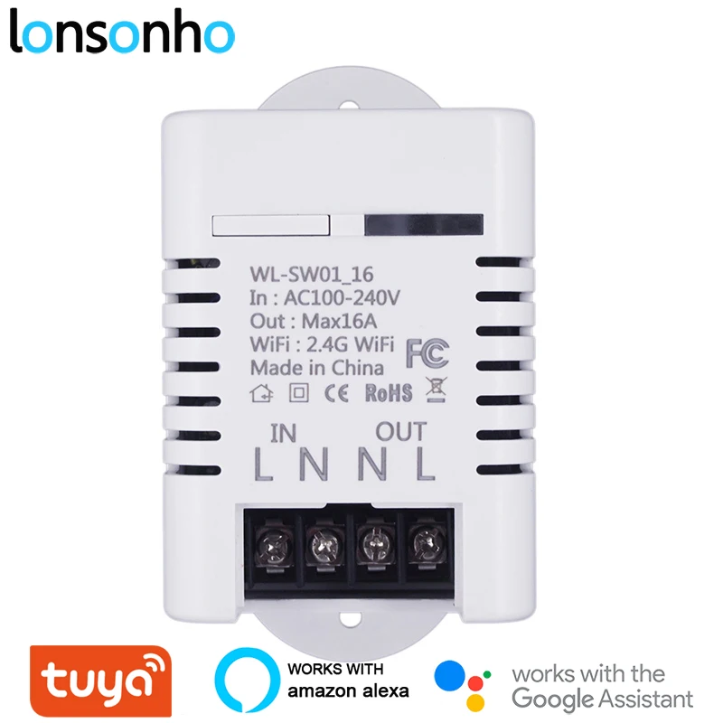 Умное реле переключателя Lonsonho Tuya Smartlife с Wi Fi 16 А беспроводной пульт