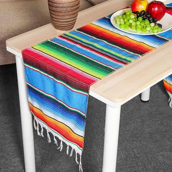 

1piece Cotton Mexican Table Runner 213X35cm Rainbow Table Runners Party Serape Tablecloth DIY Wedding Party Home Decor