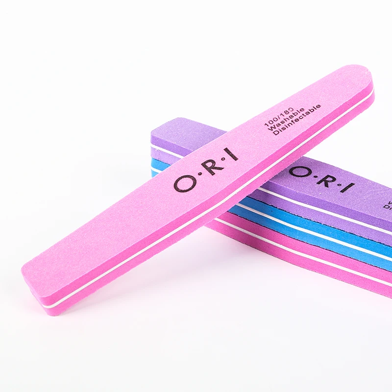 ORI 1 шт. двухсторонняя пилка для ногтей 100/180 триммер буфер розовый оранжевый инструменты для дизайна ногтей моющаяся полировка и шлифовка пилка губка