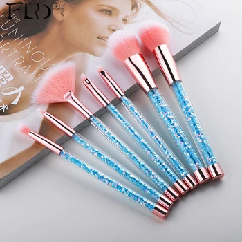 

FLD 7 Pcs Unicorn Glitter Makeup Brushes Set Diamond Crystal Handle Powder Foundation Eyebrow Eyeliner Face MakeUp Brush Set