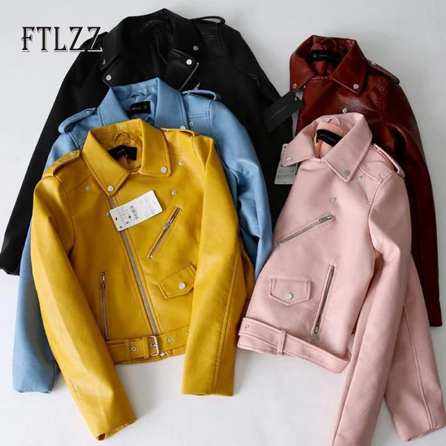 New Arrival brand Winter Autumn Green Motorcycle leather jackets yellow leather  jacket women leather coat slim PU jacket Leather - AliExpress