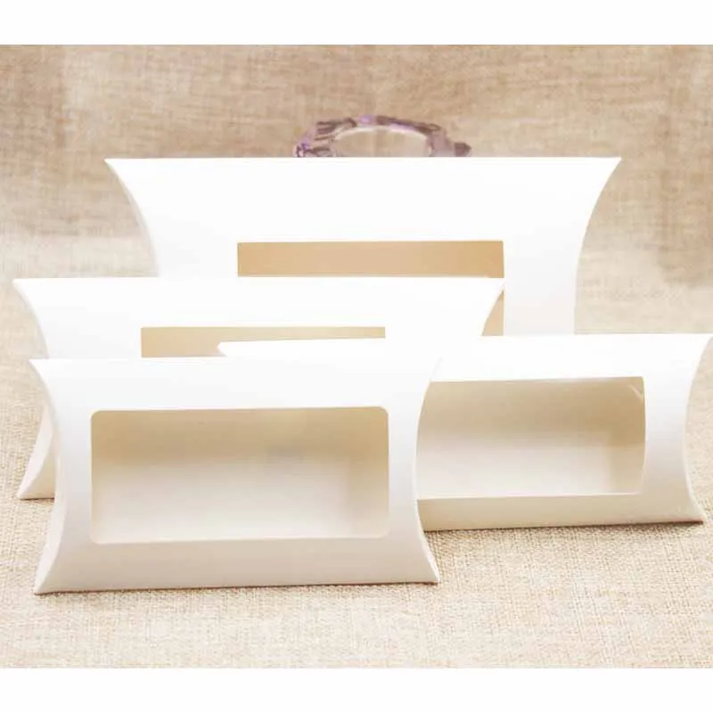 

Mutli size pilllow window box for gifts display.Merchandise products display pillow box .Kraft paper gifts box with window 50pcs