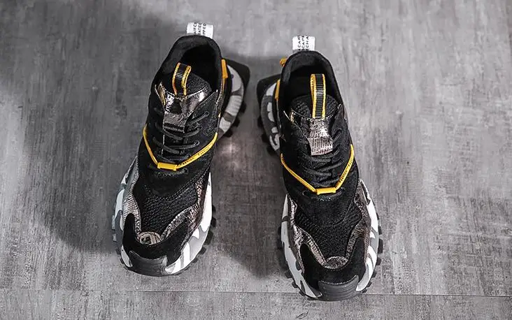 Новинка уличная мода мужские Разноцветные туфли на толстой подошве в стиле