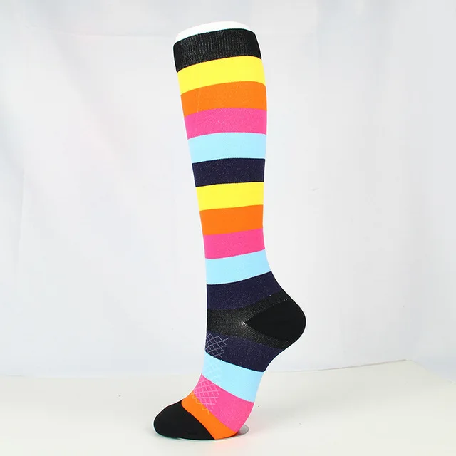 Носки для бега для мужчин и женщин, Спортивные Компрессионные носки Happy tube, поддерживающие нейлоновые, унисекс, для улицы, для гонок, Длинные чулки под давлением - Цвет: 24