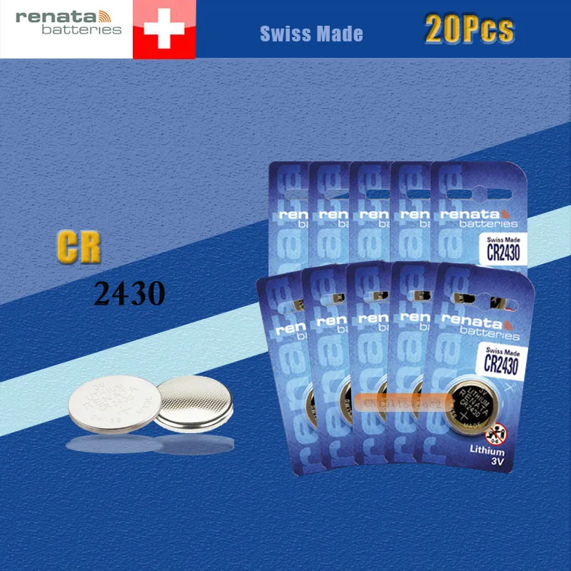 20 X литиевая батарея renata CR2430 3V% 100 бренд renata 2430 батарея