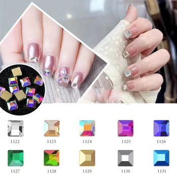 

10 Pcs Square Crystal Glass Flat Bottom Drill Water Drill Nail Drill DIY Mobile Phone Case Beauty Nail Stick Drill Accessories
